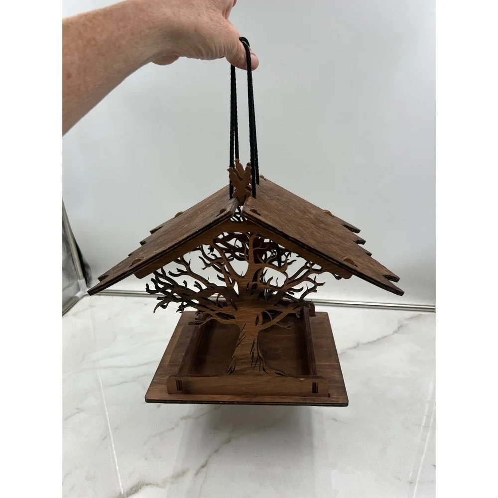 Promi Design Wooden Bird Feeder Tree of Life Silhouette Hanging Garden Decor